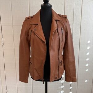 Michael Kors Brown Leather Jacket Size Small